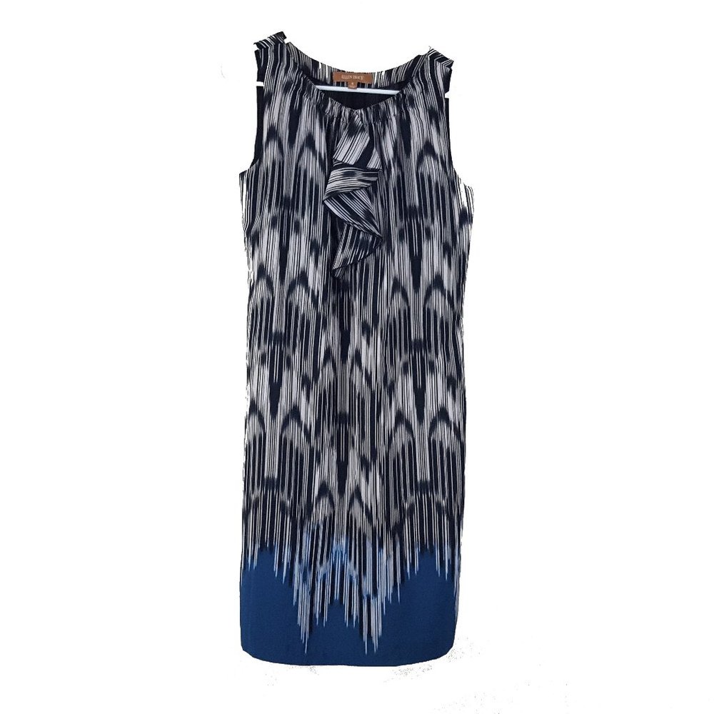 Ellen Tracy Sleeveless Ruffle Shift Dress Women's Size 4 Multicolor